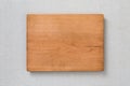 Handmade cherry wood wooden chopping board on sackcloth. Cherrywood wooden pallet. Cherry wood plank natural texture background.