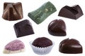 Handmade chocolate candies collection isolated on white Royalty Free Stock Photo