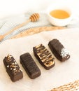 Handmade chocolate candies with nuts Royalty Free Stock Photo