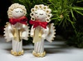 Handmade Christmas angels carolers made from pasta