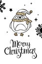 Handmade Christmas cards with lettering, penguin, stars. Fashionable postcards in black and gold color.