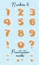 Handmade Christmas gingerbread cookies alphabet numerals set. Cartoon style font. Art design letter. Festive lettering Royalty Free Stock Photo