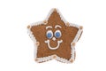 Handmade Christmas gingerbread star isolated on a white background Royalty Free Stock Photo