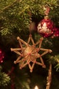 Handmade christmas ornament on a pine christmas tree Royalty Free Stock Photo