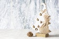 Handmade Christmas tree made of wood. Royalty Free Stock Photo