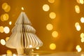 Handmade Christmas tree in Scandinavian style with magical background