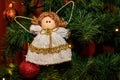 Handmade Christmas tree toy in the shape of an angel Royalty Free Stock Photo