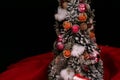 Handmade christmass tree with cones and pink Christmas balls Royalty Free Stock Photo