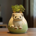 Handmade Clay Cat Flowerpot: A Charming And Joyful Art Piece For Plant Lovers