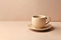 Handmade clay cup and saucer. Minimalism