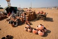 Handmade clay pots for sale in a indian village