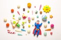 Handmade clay superman saving earth in universe Royalty Free Stock Photo