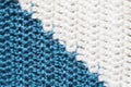 Handmade close-up simple blue and white crochet pattern Royalty Free Stock Photo