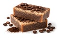 Handmade Coffee Soap Bars With Roasted Beans Isolated On White Background Royalty Free Stock Photo