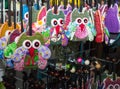 Handmade colorful fabric owl key chain