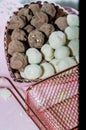 handmade condensed milk and chocolate popcorn in a bowl