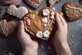 Handmade cookie heart shaped. Generate ai