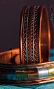 Handmade copper bracelets for women Royalty Free Stock Photo