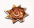 Handmade Copper and Metal Sun with a Smiling Face Royalty Free Stock Photo