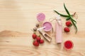 Handmade cosmetics set with creme and ingredients,