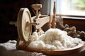 Material thread yarn white background wool soft fiber craft textile textured background sheep