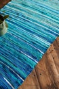 Handmade Cotton rag rug, blue traditional carpet Royalty Free Stock Photo