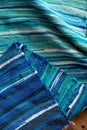 Handmade Cotton rag rug, blue traditional carpet Royalty Free Stock Photo