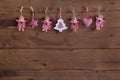 Handmade country style christmas decoration with angels, star an Royalty Free Stock Photo