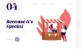 Handmade Craft Landing Page Template. Tourist Female Character Trying Bijouterie on Hand