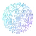 Handmade Craft Line Icon Circle Design