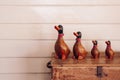 Handmade vintage carved wood duck model for home decoration on