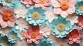 handmade crafted paper flowers pattern background