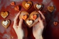 Handmade crafted cookie heart shaped. Generate ai