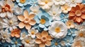 handmade crafted paper flowers pattern background