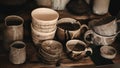 Handmade crafted pottery dishes Royalty Free Stock Photo