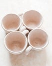 Handmade crafts clay pottery cups nude texture beige skin color bowl natural color eco friendly