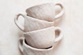 Handmade crafts clay pottery cups nude texture beige skin color bowl natural color eco friendly