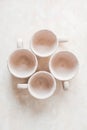 Handmade crafts clay pottery cups nude texture beige skin color bowl natural color eco friendly