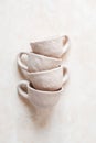 Handmade crafts clay pottery cups nude texture beige skin color bowl natural color eco friendly