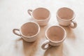 Handmade crafts clay pottery cups nude texture beige skin color bowl natural color eco friendly