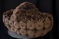 Handmade craftsmanship, design and basket model made from pine cones Royalty Free Stock Photo