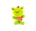 Handmade crochet green frog doll