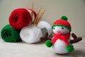 Handmade crochet knitting snowman doll