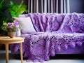 Handmade crochet lace purple sofa cover