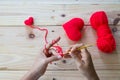 Handmade crochet red heart Royalty Free Stock Photo