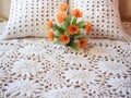 Handmade crochet white lace bedspread