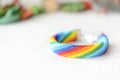 Handmade crocheted bracelet rainbow colors