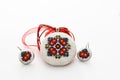 Handmade Cross Stitch Jewelry Set Red Flower