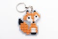 Handmade Cross Stitch Keychain Fox