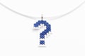 Handmade Cross Stitch Necklace Blue Question Mark